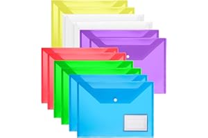 SUPMAKER 24Pack Plastic Wallets Folders - A4 Plastic Folders Document Folder Wallet Popper Wallets with Label Pocket, Assorted