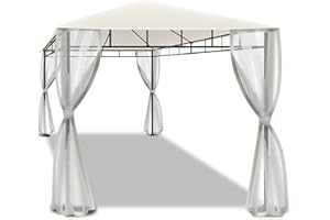 FRANKYSTAR Cenador 3 x 2 m, para exteriores, de hierro forjado, elegante cenador de jardín, color crudo con mosquiteras