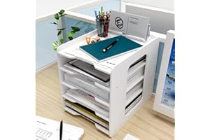 THATSRAD Organizador Escritorio Bandeja Oficina para Cartas 5 Niveles Bandeja Escritorio para Documentos Organizador Papeles Escritorio Bandeja Portadocumentos Soporte para Archivador