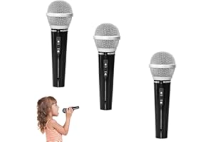 WORUIB 3 Pcs Toy Microphone, Microphone Prop, Fake Microphone, Simulation Performance For Birthday Party Supplies Favors Performance Singing Role Playing Dancing Stage Props