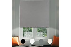 MARITOWN No Drill Blackout Blind Stick on Curtains Thermal Insulated, Adjustable Clips Self Adhesive Cut to Size Easy Fit Temporary Blackout Window Blinds for Bedroom, Nursery (1, Grey, 66W x 180H cm)