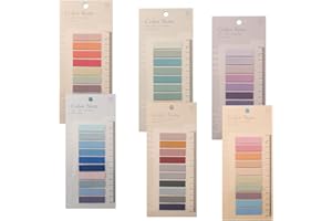 KARJIAJA 1200 Stück Haftnotizen Tabs Beschriftbare Lese Tabs for books Sticky Markers Pastel Page Marker Sticky Tabs Dark Merkzettel Haftstreifen Index mit Lineal für Seitenmarkierung Lesezeichen, 6 Style