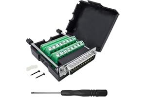 iYueMps Connecteur DB25 Mâle Adaptateur RS232 D-SUB 25 Broches vers Bloc de Port Module Sans Soudure avec Boîtier