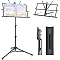 New Bee Pupitre Musique Piable 2 en 1 Support de Bureau Réglable en Hauteur, Support de Musique Stable Avec sac de Voyage