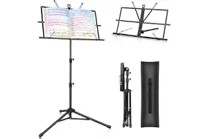 New Bee Atril para Partituras 2 en 1 Atril Musica Plegable | Altura Ajustable Soporte para Libros de Escritorio Soporte para Partituras Portátil