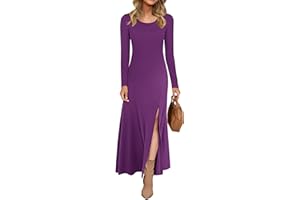 AUSELILY Women Long Sleeve Dress for Women UK Winter Maxi Ladies Slit Elegant Long Dresses