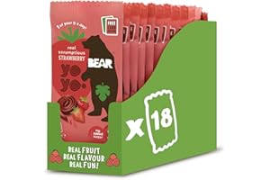 BEAR Strawberry Yoyos - Dried Fruit Rolls - Healthy - Vegan - 20g (18 packs)
