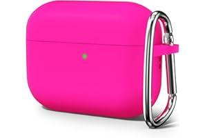 Oakxco Etui na Airpods Pro 2. generacji, akcesoria silikonowe, miękkie, gumowe etui żelowe, dla kobiet, dziewcząt, neonowy jasny kolor, uroczy i zabawny, pokrowiec ochronny z zamkiem, różowy (Hot