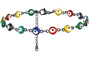 Supcare Tobillera de Acero Inoxidable Multicolores Ojo de Turco Perzonalizado Pulsera de Tobillera Nombre Letras para Mujer Regalo de Mujer Nina Amiga