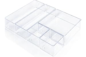 Lilly Things Anti-RUTSCH Schubladen Ordnungssystem (5-teilig Set B, transparent) Schubladen Organizer Schubladeneinsatz Aufbewahrungsbox für Make-Up Kosmetik Schminktisch Schreibtisch Büro Bad Küche