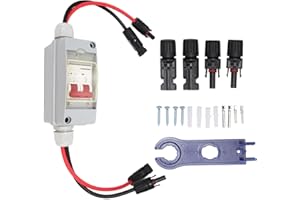 YUNSEITY Interruttore Isolatore CC PV, Interruttore Automatico MCB 2P, Sezionatore CC Solare 500V 32A, IP65, per Solare Fotovoltaico, Fuori Rete (Con cavo e connettore fotovoltaico)