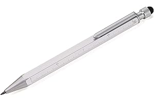 TROIKA CONSTRUCTION wielozadaniowy ołówek drukarski - PIP23/SI - srebrny - wielozadaniowy ołówek drukujący - linijka centymetrowa i calowa - skala 1:20 m i 1:50 m