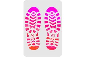 FINGERINSPIRE - Plantillas plásticas reutilizables para dibujar, plantillas rectangulares de 29,7 x 21 cm con diseño de huellas de zapatos para pintar en madera, suelo, paredes y azulejos