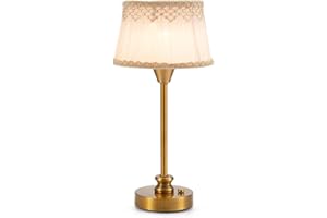 OCEST Rechargeable Cordless Table Lamp with Dimmer, Portable Small Battery Operated Lamp Outdoor, Touch Warm Light Ambient Lighting for Restaurant Patio Dining Side End Table Kitchen, Antique Brass