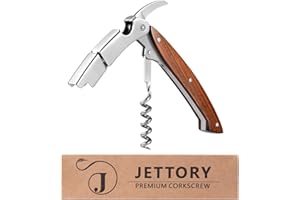 Jettory Kellnermesser - Professioneller Weinöffner & Flaschenöffner Korkenzieher mit integriertem Folienmesser und Bierflaschenöffner, elegant und robust.