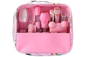 Kit de Soins pour Bébé Moonvvin 13pcs / Set Accessoires de Soins de Santé pour Accessoires de Soins de Santé pour Voyage à Domicile, avec Sac de Transport (Rose)