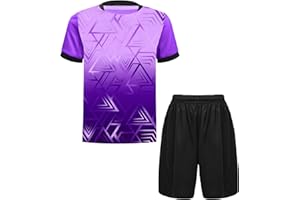 Oyolan Enfant Garçon Ensemble Sport Maillot et Short Football Basketball Survêtement Eté Uniforme Foot