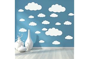 QUANYUCHANG Autocollants muraux en forme de nuage - Papier peint en vinyle pour chambre d'adolescents et enfants - 10,2 à 25,4 cm - Blanc