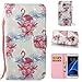 Produktbild Misteem Mode Klapp Hülle Galaxy S7 Edge Karten Halterung Rosa Flamingo Blume, Elegant Schön Standfunktion Wallet Leder Schutzhülle Weich Ledertasche Kreditkarte Brieftasche Stossfest Magnetische Hüllen Etui für Samsung Galaxy S7 Edge