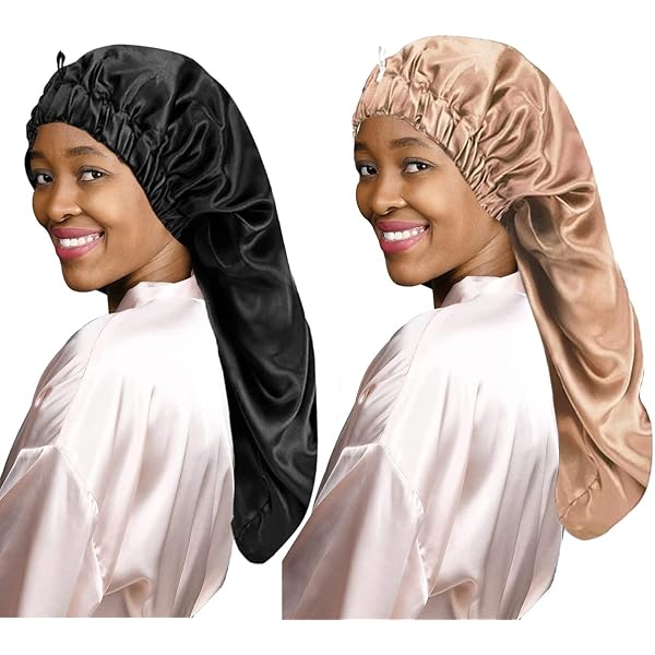 2 Stück Extra Große Duschhauben – Wasserdichte Haarkappen Für Lange, Dicke Haare, Zöpfe, Locken (schwarz & Rosa)