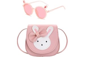 dinghaole Niedliche Kaninchen Umhängetasche - Mädchen Handtasche mit Hasenohren und Schleife - Schultertasche aus PU Leder für Kinder, Mädchen & Frauen Tierohren Kindersonnenbrille