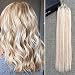 Full Shine 22" 1g per Strand 50 Gram Per Package Piano Colour 18/613 Micro Beads Loop Extensions Highlighted Colour Ash Blonde and Blonde Loop Micro Bead Hair Extensions