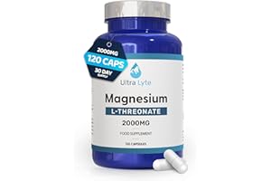 Ultra Lyte Magnesium L-Threonate – 2000mg Magnesium Supplement for Cognitive Support – 120 Capsules for Sleep Support & Relaxation - Vegan Friendly
