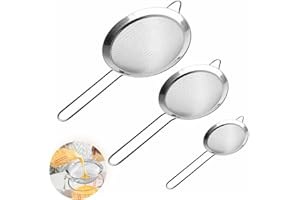 LONIMIA Colador de cocina, juego de 3 piezas de 8/10/12 cm, de acero inoxidable 304, malla fina, para quinua