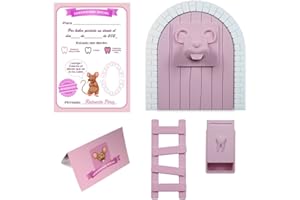 MFS Myfuturshop® Ratoncito Pérez Puerta mágica, Caja para el Diente, Escalera, 4 certificados de Diente Limpio. Regalo Original para niño y niña. (ROSA PASTEL)