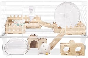 BUCATSTATE Hamsterkäfig mit Zubehör, 3 Level Kleintierkäfig für Rennmäuse, Mäuse und Zwerghamster (62 cm L x 43 cm B)