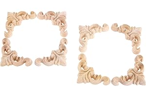 MUXSAM 8 pezzi Woodcarving Legno intagliato Angolo Decalcomania Scultura Corner Onlay Applique Cornice per la Casa Mobili Armadio Porta 4 cm