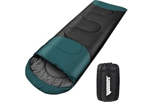 SUNDOM Saco de dormir exterior para camping, 3 estaciones, para adultos, 2 en 1, función de manta, cálido, ligero, resistente al agua, para mochileros, senderismo y viajes