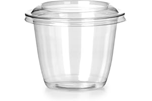 Signature Packaging - 100 Pack Small Plastic Takeaway Container with Lid - Perfect Sauce Pot - 8oz (15 Tablespoons)