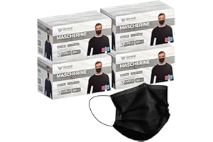 general merchandising 200 Mascherine Chirurgiche Nere | Mascherine Chirurgica Nera Tipo IIR con nasello regolabile