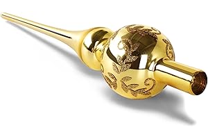 Christbaumspitze Glas Gold, Weihnachtsbaumspitze, UNOLIGA 26cm Mundgeblasen Glas Tannenbaum Spitze, Vintage Baumspitze