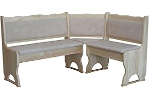 k koma Panca angolare non trattata con imbottitura, in legno massello – ecopelle beige (100 x 100)