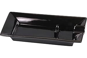 GERMANUS Posacenere per sigari in ceramica con ripiano – Nero