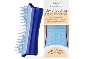 Tangle Teezer Piccolo Pet Teezer - Spazzola per Cani Animali Domestici Taglia Piccola - Spazzola per toelettatura a secco o durante il bagno - Rimuove il pelo in eccesso dei cani - Blu Navy e Azzurro