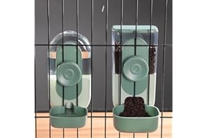 MEIJEEGU Hängekäfig Automatischer Feeder Futterautomat Kleine & Mittlere Haustiere Futter & Tränkesatz, Futterautomat und Wasserspender für Hunde Katzen Haustiere Tiere (Grün)