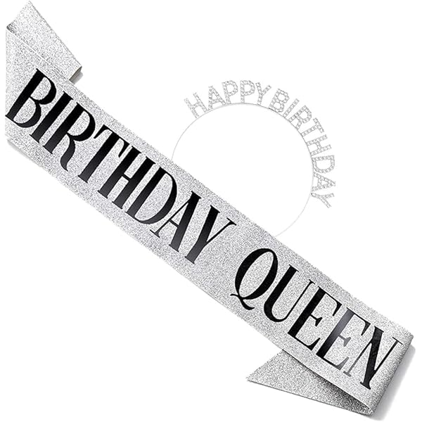 Corona E Fascia Compleanno Donna | Set Regina Del Compleanno | Diadema Strass E Fascia Glitterata - Foto 9