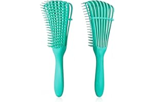 Daletu Cepillo Desenredante para Pelo Rizado 3A a 4C, para Cabello Mojado o Seco, Reduce Daño y Caspa, Peine Exfoliante con Encrespado para Pelo Largo (Verde)