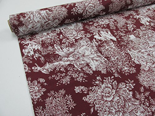 Confección Saymi - Tela tela olona stampata Toile de Jouy Rif. Concerto rosso, con larghezza 2,80 mt. 2,45x2,80m