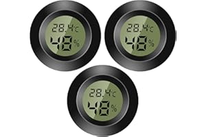 WOWFAST Mini termometro digitale per interni, 3 pezzi, temperatura e umidità, per casa, igrometro digitale, cameretta dei bambini, incubatore di chitarra, rettili, serra auto, nero