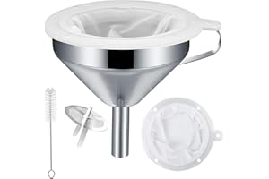 zukent Stainless Steel Funnel, 13 cm Kitchen Funnel with 200 Mesh Filter Strainer for Filling Bottles Oils, Juice, Wine, Coffee, Tea, Milk
