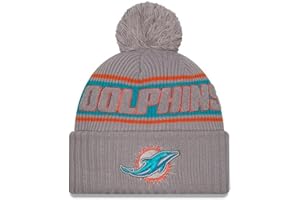 New Era NFL Gorro con pompón Sideline 2024 Fútbol Americano Logotipo del Equipo Beanie Gorro de Invierno Gris