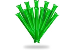 FUN FAN LINE® - 25 pairs Thunder Sticks. Noise makers/clappers for sports events or parties. Cherring inflatable bam bam sticks. Cheerleading outfit. (Colour Green)
