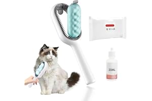 ‎REGAPOG Tierhaarentfernungskamm mit Wassertank, Katzenbürste Mit Feuchttüchern, Katzen Bürste Reinigungsbürste für Tierhaare, Tierhaarentferner mit Wassertank für Katzen Haarentfernung (kurz blau)