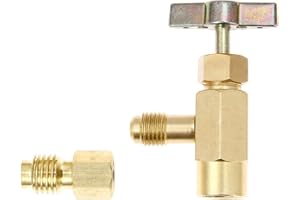Hicello R134A Can Tap Refrigerant Dispenser with Tank Adapter, Car Air Tool Set for R134A R12 R22 R505, Brass Valve Bottle Opener, 1/4 Inches and 1/2 Inches Fitting Air Conditioner Gauge Hose Manifold