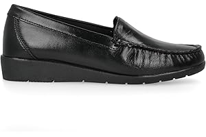 PAYMA - Mocasín Zapato de Piel para Mujer Mayor Cómodos. Loafer Kiowa Casual Cosido a Mano. Muy Flexible. Piso de Goma. Zapatilla para Caminar. Color Negro y Oro