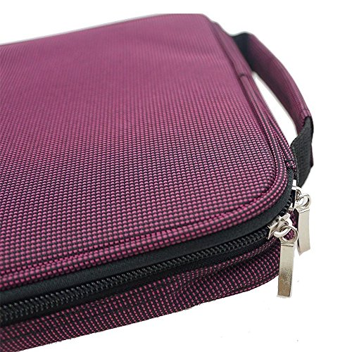 Taotree 120 Slots Handy Deluxe Bleistift Verpackungs Tasche mit Reißverschluss Super Großraum Feder Beutel stationären Fall Verfassungs Kosmetik Kasten Beutel für Reisen / Schule / Büro / Kunst / Federmäppchen (Anmerkung: ohne Farbstifte) (Rote) - 5